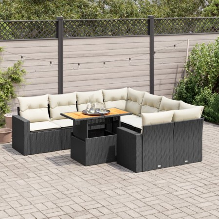 Set de sofás de jardín con cojines 9 pzas ratán sintético negro von , Gartensets - Ref: Foro24-3327017, Preis: 589,14 €, Raba...