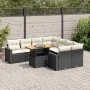 Set de sofás de jardín con cojines 9 pzas ratán sintético negro by , Garden sets - Ref: Foro24-3327017, Price: 581,60 €, Disc...