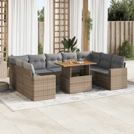 Juego de sofás jardín con cojines beige 10 pzas ratán sintético von , Gartensets - Ref: Foro24-3327083, Preis: 726,04 €, Raba...