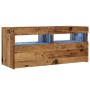 Mueble TV luces LED madera ingeniería envejecida 90x35x40 cm by , TV Furniture - Ref: Foro24-856307, Price: 69,65 €, Discount: %