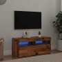 Mueble TV luces LED madera ingeniería envejecida 90x35x40 cm by , TV Furniture - Ref: Foro24-856307, Price: 69,65 €, Discount: %