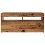 Mueble TV luces LED madera ingeniería envejecida 90x35x40 cm by , TV Furniture - Ref: Foro24-856307, Price: 69,65 €, Discount: %