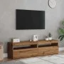 Muebles TV con luces LED 2 uds madera ingeniería roble artisan by , TV Furniture - Ref: Foro24-856318, Price: 84,64 €, Discou...
