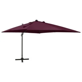 Cantilever parasol with pole and burgundy red LED lights 300 cm by vidaXL, Umbrellas - Ref: Foro24-312350, Price: 172,29 €, D...