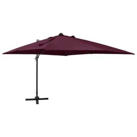 Cantilever parasol with pole and burgundy red LED lights 300 cm by vidaXL, Umbrellas - Ref: Foro24-312350, Price: 172,29 €, D...