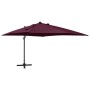 Cantilever parasol with pole and burgundy red LED lights 300 cm by vidaXL, Umbrellas - Ref: Foro24-312350, Price: 174,09 €, D...