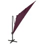 Cantilever parasol with pole and burgundy red LED lights 300 cm by vidaXL, Umbrellas - Ref: Foro24-312350, Price: 174,09 €, D...