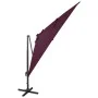 Cantilever parasol with pole and burgundy red LED lights 300 cm by vidaXL, Umbrellas - Ref: Foro24-312350, Price: 172,29 €, D...