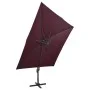 Cantilever parasol with pole and burgundy red LED lights 300 cm by vidaXL, Umbrellas - Ref: Foro24-312350, Price: 172,29 €, D...