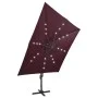 Cantilever parasol with pole and burgundy red LED lights 300 cm by vidaXL, Umbrellas - Ref: Foro24-312350, Price: 172,29 €, D...