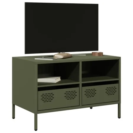 Mueble para TV acero laminado en frío verde oliva 68x39x43,5 cm by , TV Furniture - Ref: Foro24-851320, Price: 69,20 €, Disco...