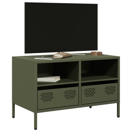 Mueble para TV acero laminado en frío verde oliva 68x39x43,5 cm de , Muebles TV - Ref: Foro24-851320, Precio: 69,85 €, Descue...
