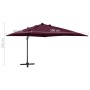 Cantilever parasol with pole and burgundy red LED lights 300 cm by vidaXL, Umbrellas - Ref: Foro24-312350, Price: 174,09 €, D...