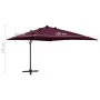Cantilever parasol with pole and burgundy red LED lights 300 cm by vidaXL, Umbrellas - Ref: Foro24-312350, Price: 172,29 €, D...