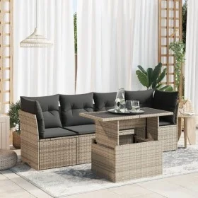 Juego de sofás jardín con cojines 5 pzas ratán sintético gris by , Garden sets - Ref: Foro24-3326091, Price: 337,60 €, Discou...
