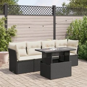 Set de muebles de jardín 5 pzas y cojines ratán sintético negro by , Garden sets - Ref: Foro24-3326087, Price: 346,87 €, Disc...