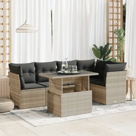 Set de sofás de jardín 6 pzas y cojines ratán sintético gris by , Garden sets - Ref: Foro24-3326163, Price: 486,46 €, Discoun...