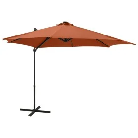 Cantilever parasol with pole and terracotta LED lights 300 cm by vidaXL, Umbrellas - Ref: Foro24-312335, Price: 181,81 €, Dis...