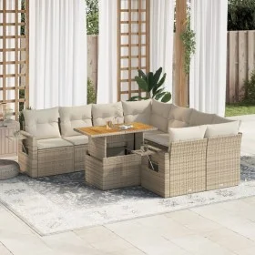 Set de sofás de jardín con cojines 9 pzas ratán sintético beige von , Gartensets - Ref: Foro24-3327131, Preis: 689,16 €, Raba...