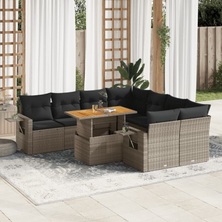 Set de sofás de jardín con cojines 9 pzas ratán sintético gris by , Garden sets - Ref: Foro24-3327133, Price: 613,39 €, Disco...