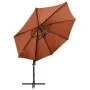 Sombrilla voladiza con poste y luces LED terracota 300 cm de vidaXL, Sombrillas - Ref: Foro24-312335, Precio: 181,77 €, Descu...