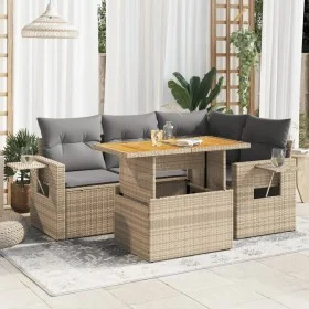 Juego de sofás jardín con cojines 5 pzas ratán sintético beige by , Garden sets - Ref: Foro24-3327146, Price: 408,41 €, Disco...