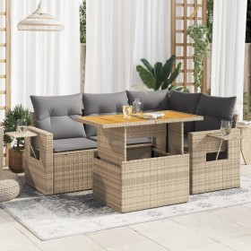 Juego de sofás jardín con cojines 5 pzas ratán sintético beige by , Garden sets - Ref: Foro24-3327146, Price: 414,06 €, Disco...