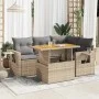 Juego de sofás jardín con cojines 5 pzas ratán sintético beige by , Garden sets - Ref: Foro24-3327146, Price: 408,41 €, Disco...