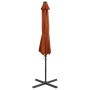 Sombrilla voladiza con poste y luces LED terracota 300 cm de vidaXL, Sombrillas - Ref: Foro24-312335, Precio: 184,62 €, Descu...