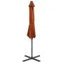 Sombrilla voladiza con poste y luces LED terracota 300 cm de vidaXL, Sombrillas - Ref: Foro24-312335, Precio: 181,77 €, Descu...