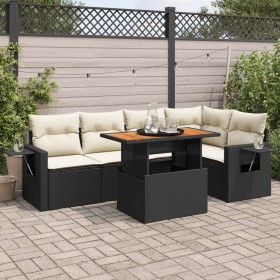 Set de sofás de jardín 6 piezas y cojines ratán sintético negro de , Conjuntos de jardín - Ref: Foro24-3327150, Precio: 424,8...
