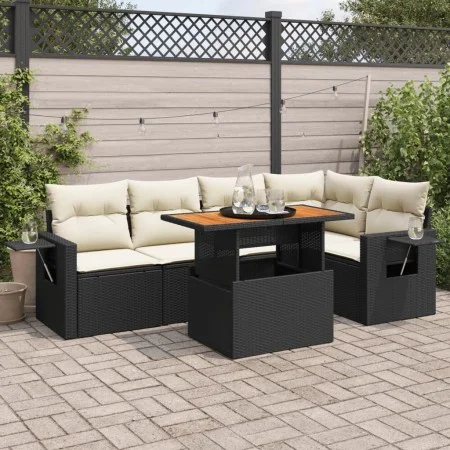 Set de sofás de jardín 6 piezas y cojines ratán sintético negro by , Garden sets - Ref: Foro24-3327150, Price: 419,16 €, Disc...