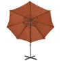 Sombrilla voladiza con poste y luces LED terracota 300 cm de vidaXL, Sombrillas - Ref: Foro24-312335, Precio: 181,77 €, Descu...