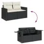 Set de sofás de jardín 6 piezas y cojines ratán sintético negro by , Garden sets - Ref: Foro24-3327150, Price: 419,16 €, Disc...