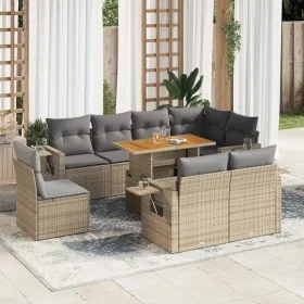 Set de sofás de jardín con cojines 9 pzas ratán sintético beige by , Garden sets - Ref: Foro24-3327167, Price: 695,11 €, Disc...