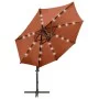 Sombrilla voladiza con poste y luces LED terracota 300 cm de vidaXL, Sombrillas - Ref: Foro24-312335, Precio: 181,77 €, Descu...