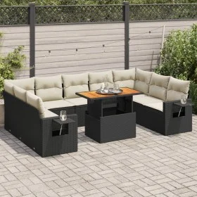 Set de sofás de jardín y cojines 10 pzas ratán sintético negro by , Garden sets - Ref: Foro24-3327192, Price: 633,89 €, Disco...