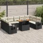 Set de sofás de jardín y cojines 10 pzas ratán sintético negro by , Garden sets - Ref: Foro24-3327192, Price: 633,89 €, Disco...