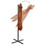 Sombrilla voladiza con poste y luces LED terracota 300 cm de vidaXL, Sombrillas - Ref: Foro24-312335, Precio: 181,77 €, Descu...
