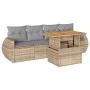 Juego de sofás jardín con cojines 5 pzas ratán sintético beige by , Garden sets - Ref: Foro24-3327209, Price: 380,99 €, Disco...