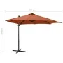 Sombrilla voladiza con poste y luces LED terracota 300 cm de vidaXL, Sombrillas - Ref: Foro24-312335, Precio: 181,77 €, Descu...