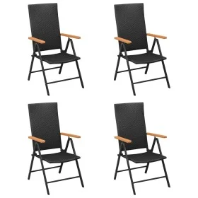 Gartenstühle 4 Einheiten aus schwarzem synthetischem Rattan von vidaXL, Gartenstühle - Ref: Foro24-313106, Preis: 255,08 €, R...