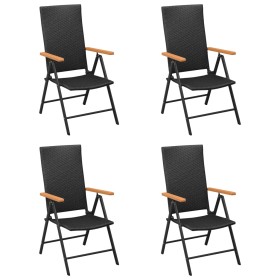 Sillas de jardín 4 unidades ratán sintético negro de vidaXL, Sillas de jardín - Ref: Foro24-313106, Precio: 266,64 €, Descuen...