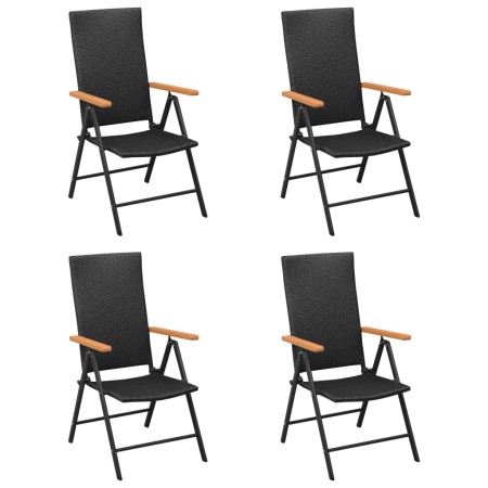 Sillas de jardín 4 unidades ratán sintético negro de vidaXL, Sillas de jardín - Ref: Foro24-313106, Precio: 266,32 €