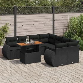 Set de sofás de jardín con cojines 9 pzas ratán sintético negro by , Garden sets - Ref: Foro24-3327240, Price: 621,70 €, Disc...