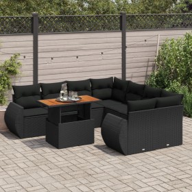 Set de sofás de jardín con cojines 9 pzas ratán sintético negro by , Garden sets - Ref: Foro24-3327240, Price: 642,53 €, Disc...