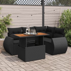 Set de muebles de jardín 5 pzas y cojines ratán sintético negro de , Conjuntos de jardín - Ref: Foro24-3327254, Precio: 405,4...