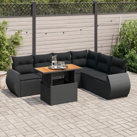 Set de sofás de jardín 7 pzas con cojines ratán sintético negro von , Gartensets - Ref: Foro24-3327268, Preis: 512,96 €, Raba...
