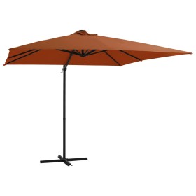 Cantilever umbrella with LED lights terracotta 250x250 cm by vidaXL, Umbrellas - Ref: Foro24-312311, Price: 88,08 €, Discount: %