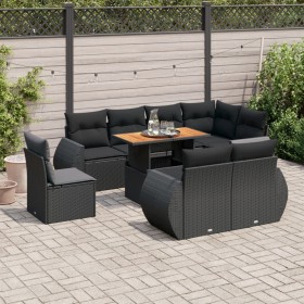 Set de sofás de jardín con cojines 9 pzas ratán sintético negro by , Garden sets - Ref: Foro24-3327275, Price: 726,79 €, Disc...